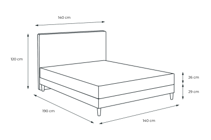 Lit 140x190 avec Sommier et Matelas  - Sommier Gris + Tête de lit Capitonnée - Windsor