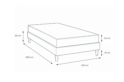 Ensemble Matelas Sommier 120x200 cm - Sommier Noir (en kit) - Lancaster
