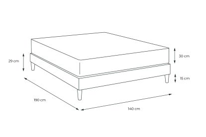 Ensemble Matelas Sommier 140x190 cm - Sommier Blanc (déjà monté) - Buckingham
