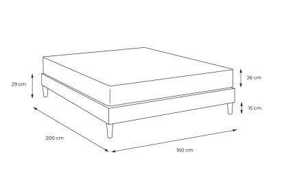 Ensemble Matelas Sommier 160x200 cm - Sommier Noir (déjà monté) - Windsor