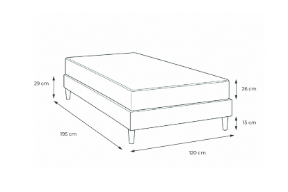 Ensemble Matelas Sommier 120x195 cm - Sommier Noir (en kit) - Windsor
