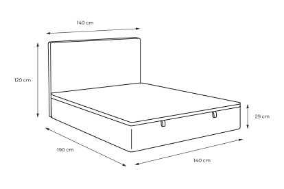 Lit coffre 140x190 cm avec Tête de lit capitonnée - Tissu Bouclette Beige Clair