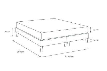 Pack lit complet 200x200 cm - Matelas + Sommier Noir + 2 oreillers + Couette - Lancaster