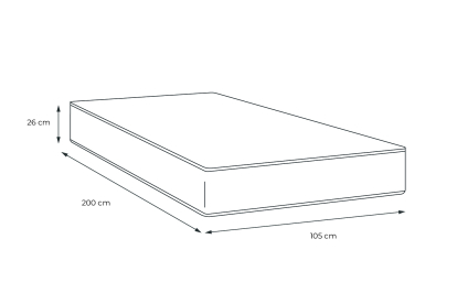 Matelas 105x200 cm Ressorts ensachés et Mémoire de forme - Windsor