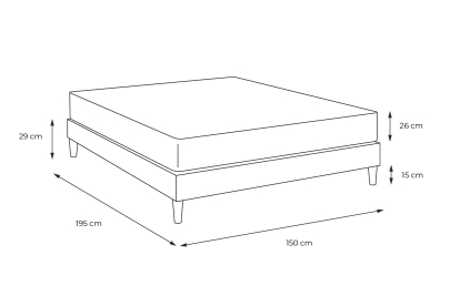 Ensemble Matelas Sommier 150x195 cm - Sommier Noir (en kit) - Windsor