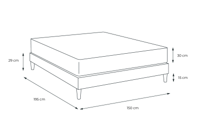 Ensemble Matelas Sommier 150x195 cm - Sommier Noir (en kit) - Buckingham