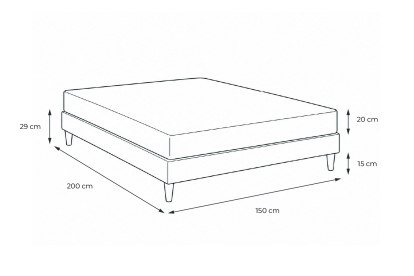 Ensemble Matelas Sommier 150x200 cm - Sommier Noir (en kit) - Nottingham