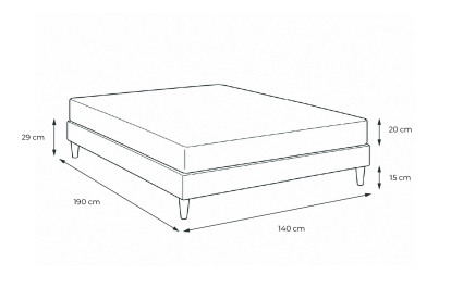 Pack lit complet 140x190 cm - Matelas + Sommier Blanc (en kit) + 2 oreillers + Couette - Nottingham