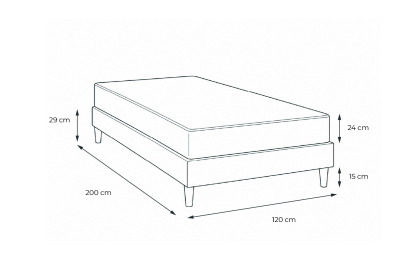 Ensemble Matelas Sommier 120x200 cm - Sommier Noir (en kit) - Balmoral