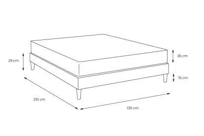 Ensemble Matelas Sommier 130x210 cm - Sommier Noir (en kit) - Windsor