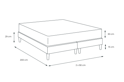 Ensemble Matelas Sommier 180x200 cm - Sommier Blanc (déjà monté) - Buckingham