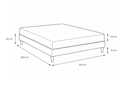 Pack lit complet 140x200 cm - Matelas + Sommier Blanc + 2 oreillers + Couette - Nottingham