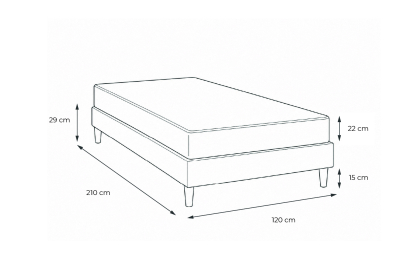 Ensemble Matelas Sommier 120x210 cm - Sommier Noir (en kit) - Lancaster