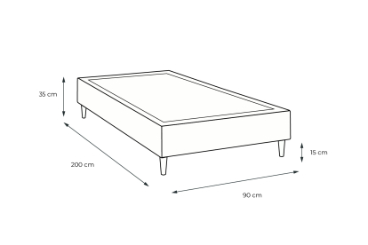 Sommier Tapissier 90x200 cm - H35 cm - Toile nattée - Gris anthracite