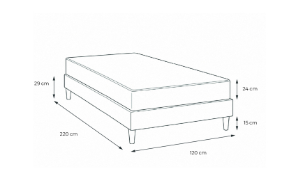 Ensemble Matelas Sommier 120x220 cm - Sommier Noir (en kit) - Balmoral