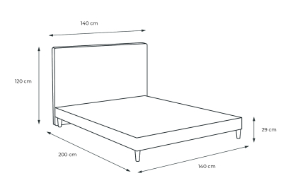 Lit 140x200 cm - Sommier à lattes H29 cm + tête de lit capitonnée - Tissu Velours Vert