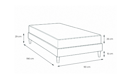 Ensemble Matelas Sommier 90x190 cm - Sommier Noir (en kit) - Windsor