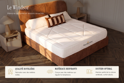 Matelas 200x200 cm Ressorts ensachés et Mémoire de forme - Windsor