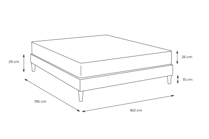 Ensemble Matelas Sommier 160x195 cm - Sommier Noir (en kit) - Windsor