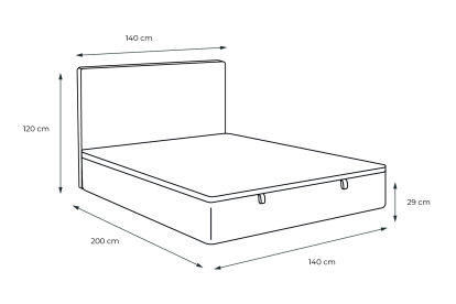 Lit coffre 140x200 cm avec Tête de lit capitonnée - Tissu Velours Vert