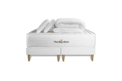 Pack lit complet 160x200 cm - Matelas + 2 Sommiers Blancs + 2 oreillers + Couette - Buckingham
