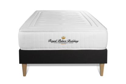 Ensemble Matelas Sommier 90x200 cm - Sommier Noir (déjà monté) - Nottingham