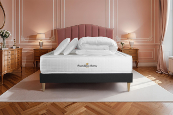 Pack lit complet 160x200 cm - Matelas + Sommier Noir + 2 oreillers + Couette - Buckingham