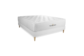 Ensemble Matelas Sommier 160x200 cm - Sommier Blanc (déjà monté) - Buckingham