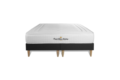 Pack lit complet 160x200 cm - Matelas + 2 Sommiers noirs + 2 oreillers + Couette - Lancaster