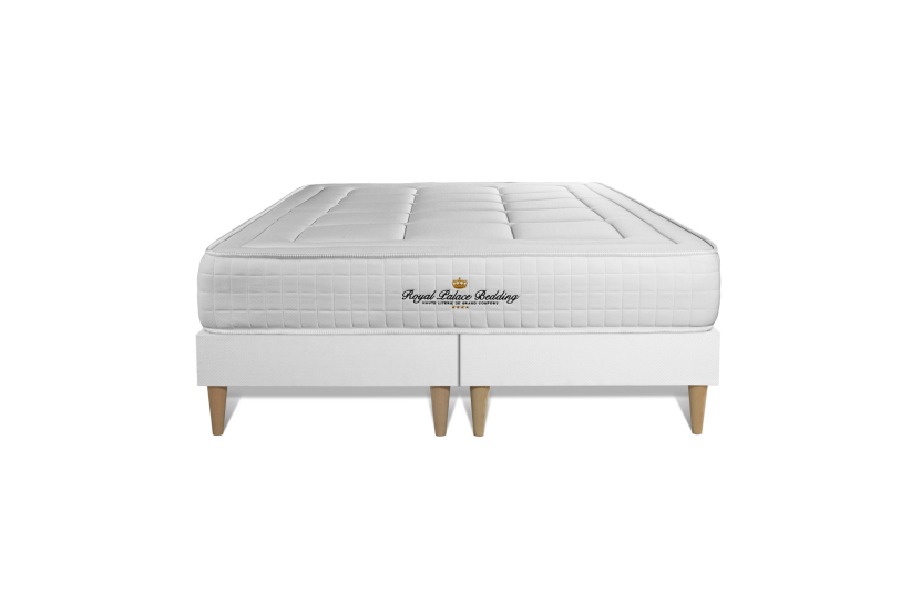 Ensemble Matelas Sommier 200x200 cm - Sommier Blanc (déjà monté) - Balmoral