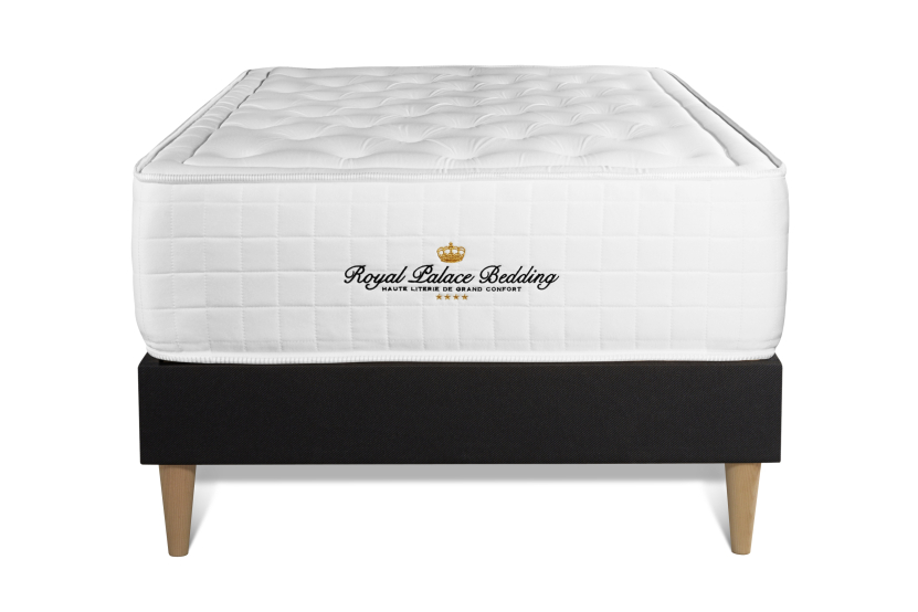 Ensemble Matelas Sommier 90x200 cm - Sommier Noir (en kit) - Buckingham