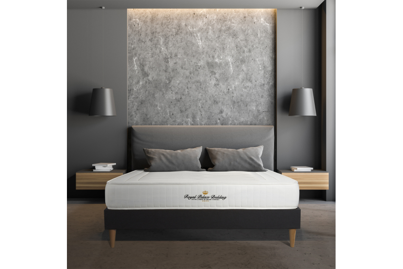 Ensemble Matelas Sommier 140x200 cm - Sommier Noir (déjà monté) - Nottingham