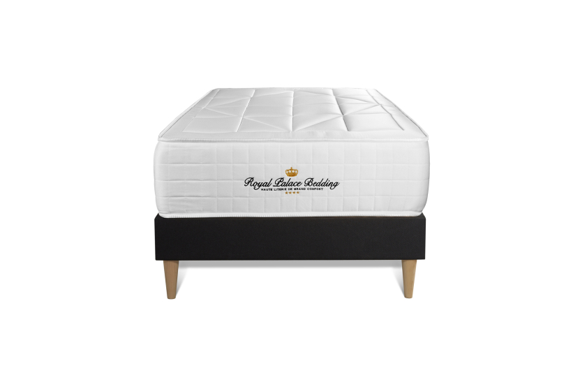 Ensemble Matelas Sommier 90x200 cm - Sommier Noir (déjà monté) - Windsor