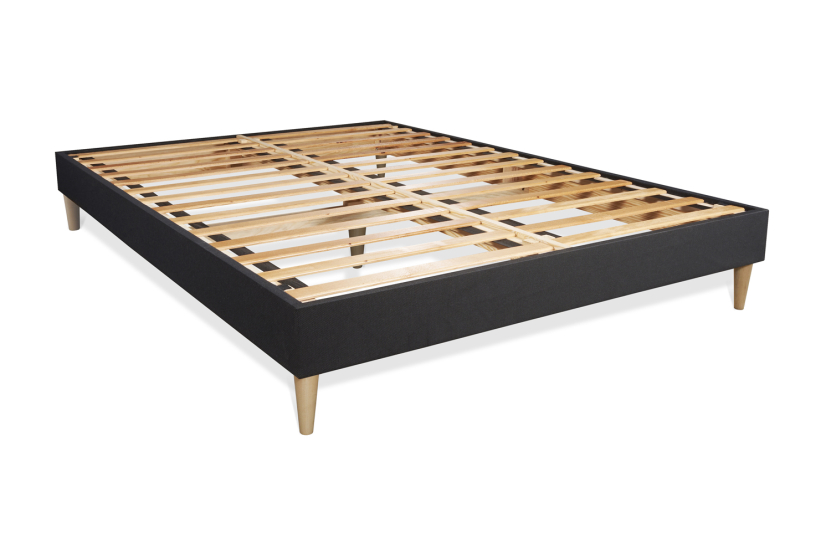 Ensemble Matelas Sommier 130x220 cm - Sommier Noir (en kit) - Buckingham