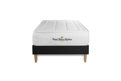 Ensemble Matelas Sommier 90x190 cm - Sommier Noir (déjà monté) - Balmoral