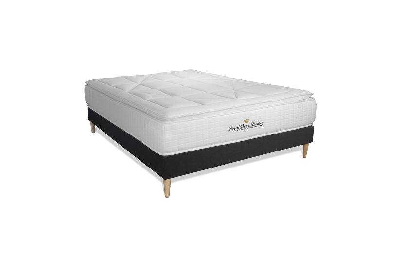 Ensemble Matelas Sommier 140x200 cm - Sommier Noir (en kit) - George V