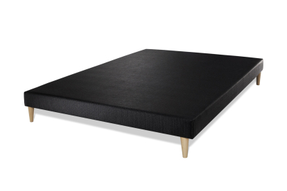 Pack lit complet 140x190 cm - Matelas + Sommier Noir + 2 oreillers + Couette - Balmoral