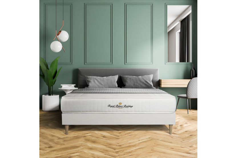 Ensemble Matelas Sommier 160x200 cm - Sommier Blanc (déjà monté) - Lancaster