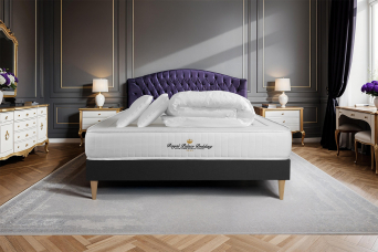 Pack lit complet 140x200 cm - Matelas + Sommier Noir (en kit) + 2 oreillers + Couette - Nottingham