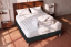 Pack lit complet 140x200 cm - Matelas + Sommier Noir (en kit) + 2 oreillers + Couette - Lancaster