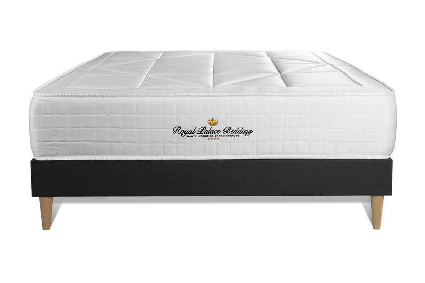 Ensemble Matelas Sommier 150x195 cm - Sommier Noir (en kit) - Windsor