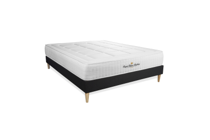 Ensemble Matelas Sommier 160x200 cm - Sommier Noir (déjà monté) - Balmoral