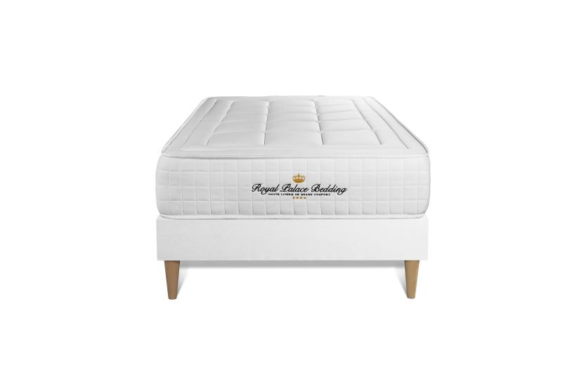 Ensemble Matelas Sommier 90x200 cm - Sommier Blanc (déjà monté) - Balmoral
