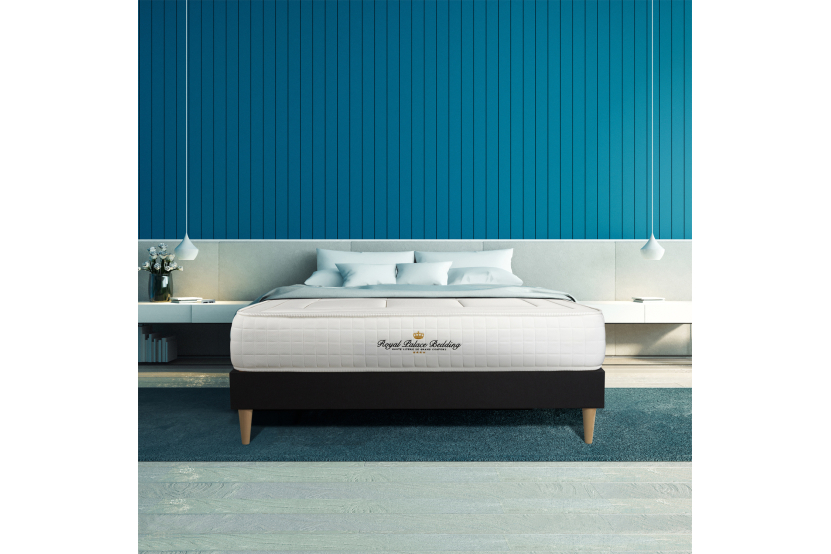 Ensemble Matelas Sommier 140x200 cm - Sommier Noir (déjà monté) - Balmoral