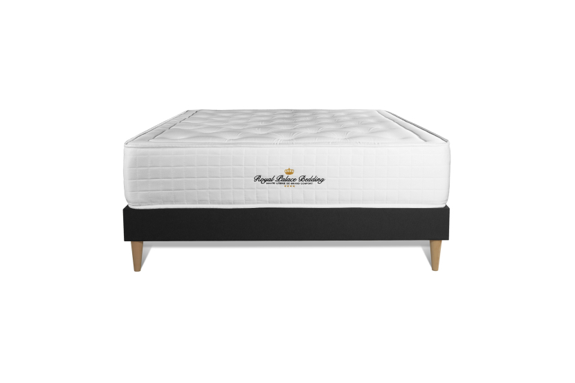 Ensemble Matelas Sommier 140x200 cm - Sommier Noir (déjà monté) - Buckingham