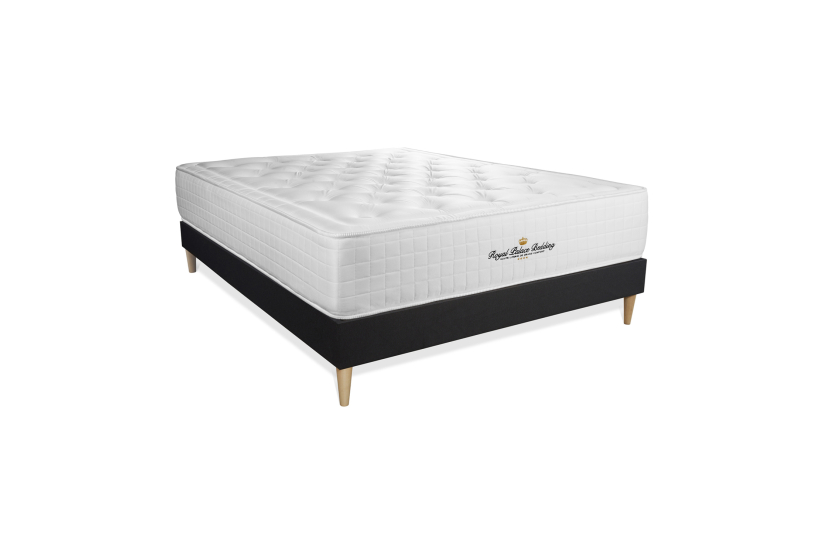 Ensemble Matelas Sommier 180x220 cm - Sommier Noir (en kit) - Buckingham