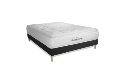 Ensemble Matelas Sommier 140x190 cm - Sommier Noir (en kit) - George V