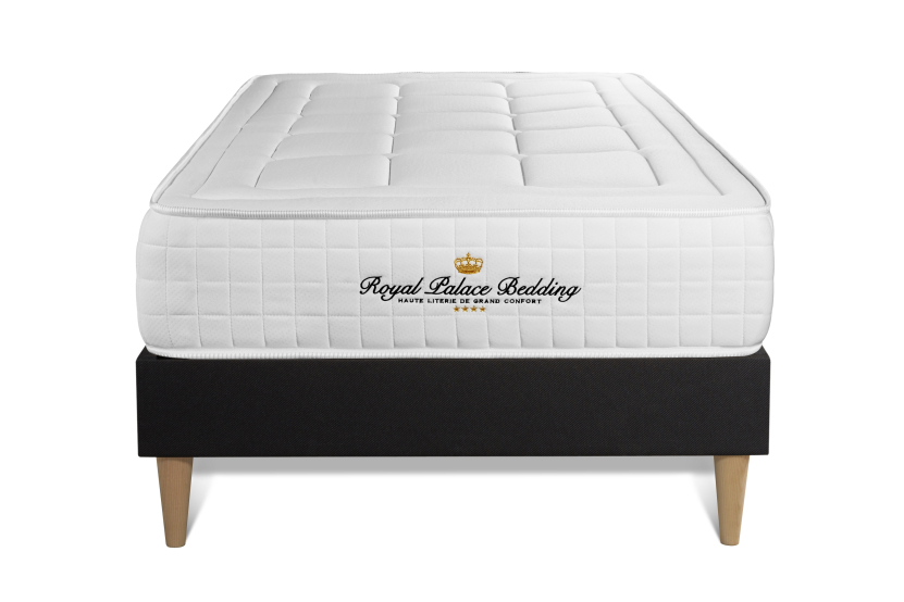 Ensemble Matelas Sommier 90x200 cm - Sommier Noir (en kit) - Balmoral