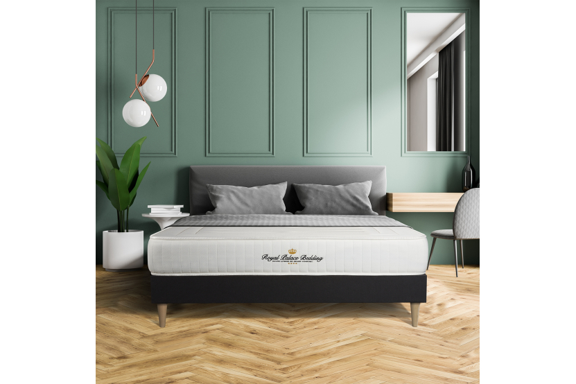 Ensemble Matelas Sommier 140x200 cm - Sommier Noir (déjà monté) - Lancaster