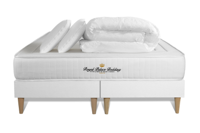 Pack lit complet 160x200 cm - Matelas + 2 Sommiers Blancs + 2 oreillers + Couette - Lancaster